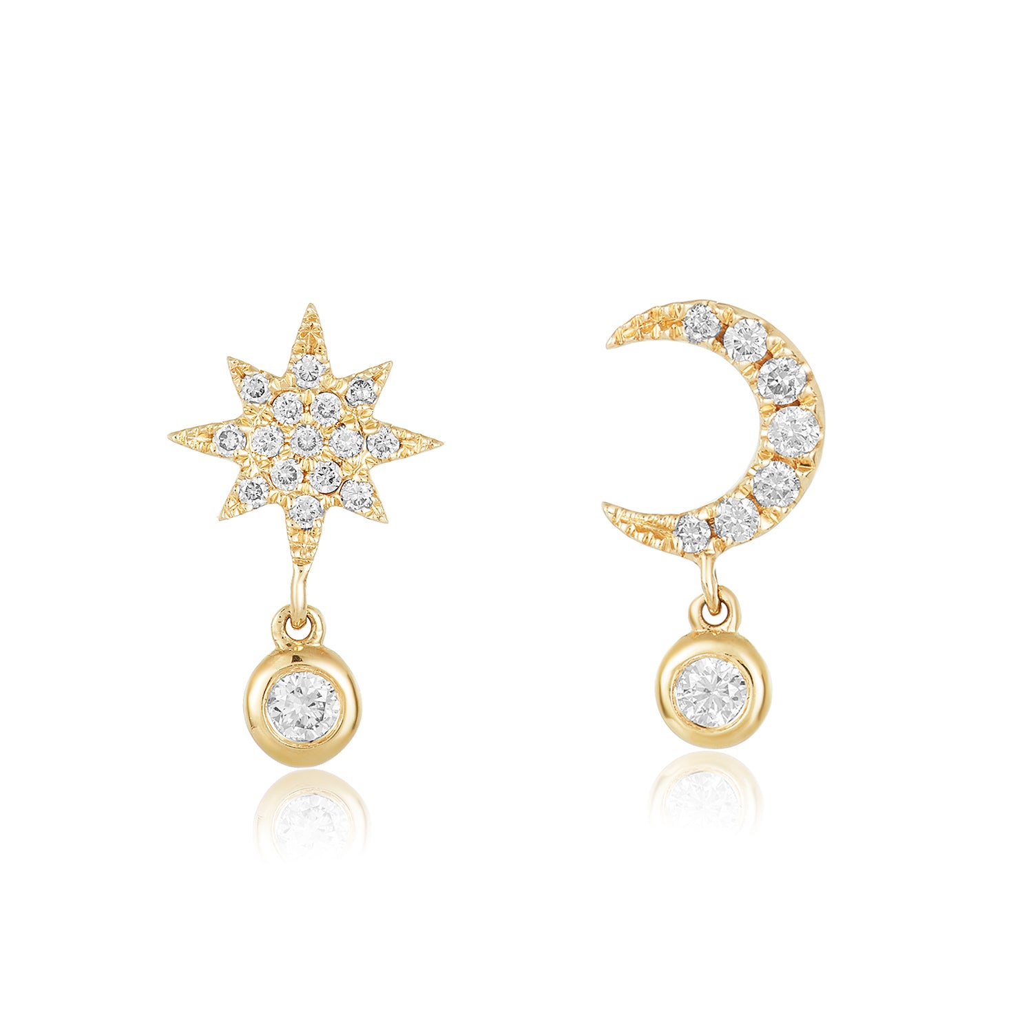 Moon And Star Dangly Earrings