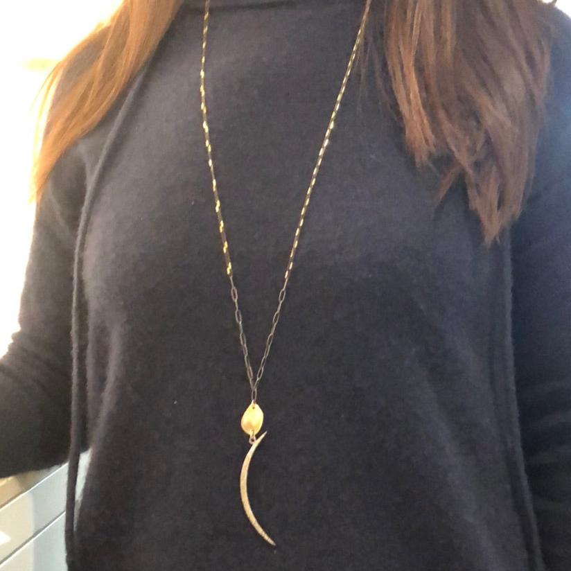 Crescent Moon Diamond Necklace