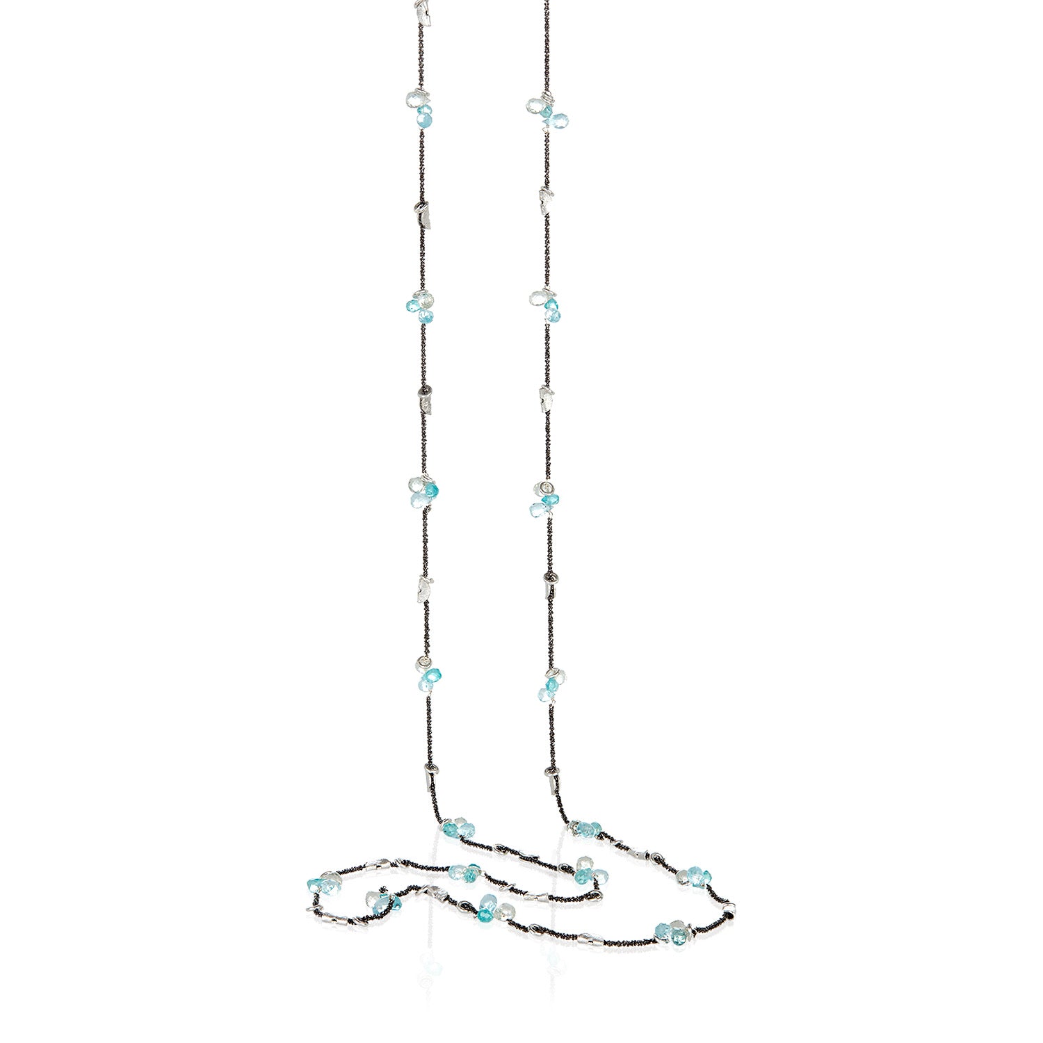 Silver Half Moon Petal Necklace - Long