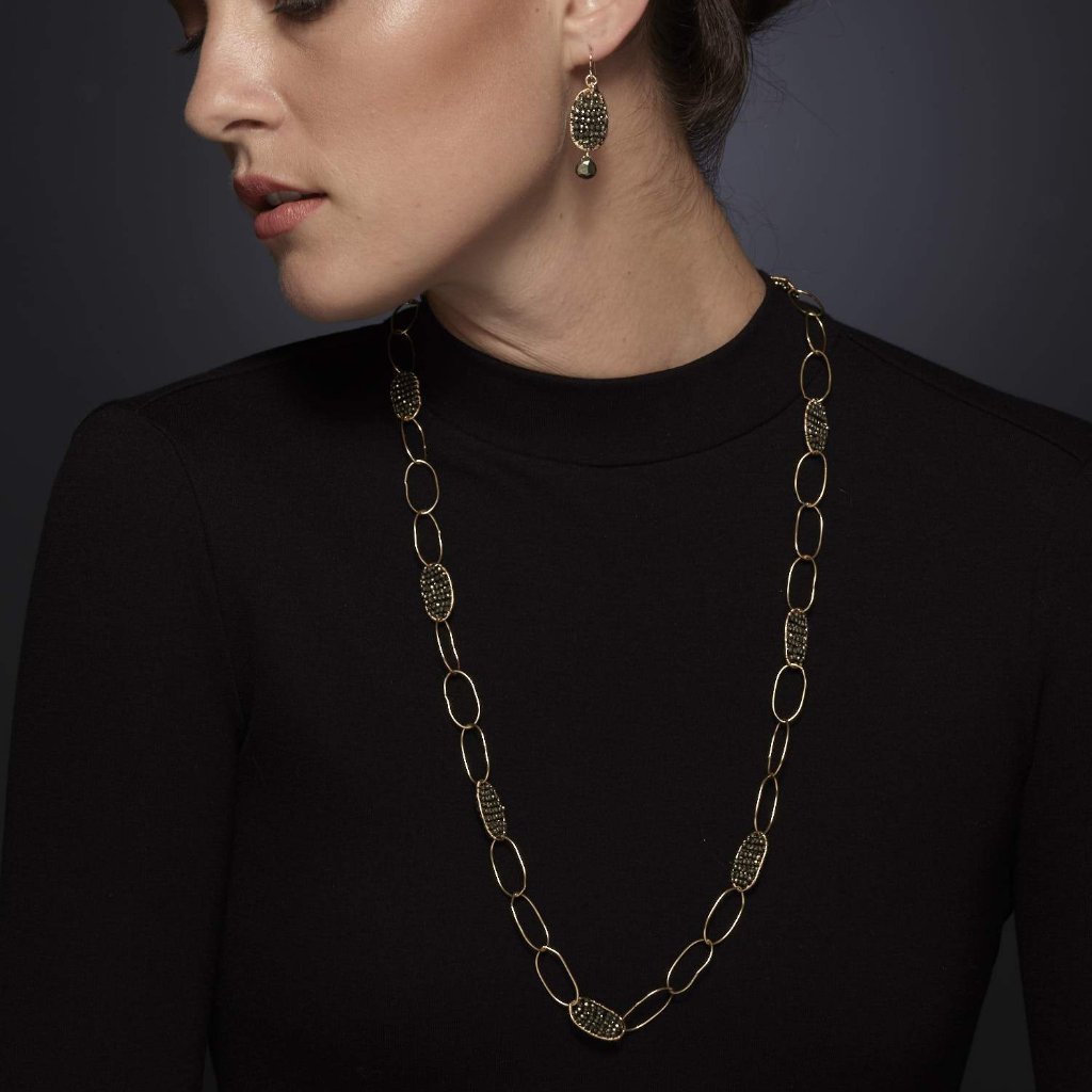 Woven Pyrite Necklace - Long