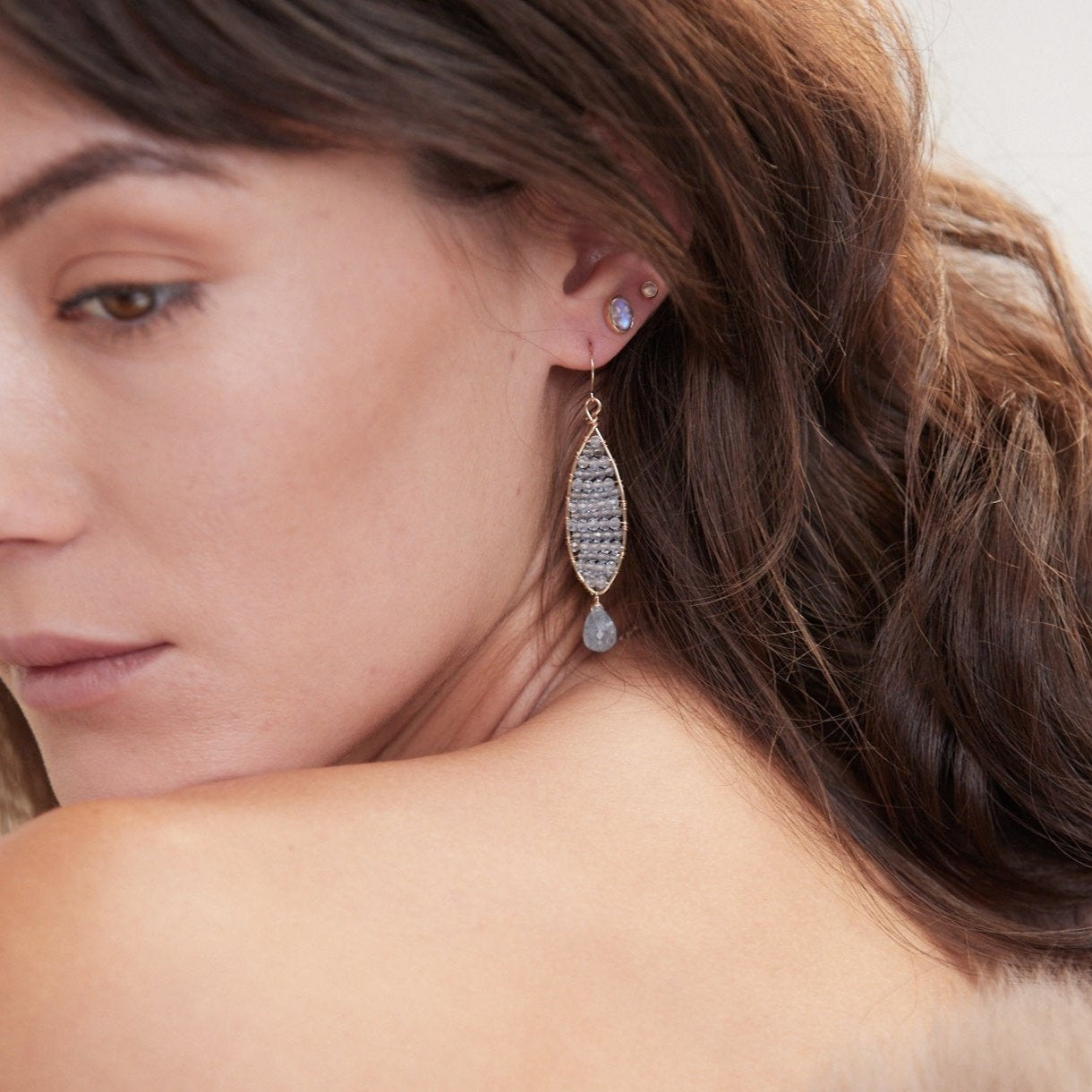 Midnight Moon Aquamarine Earrings