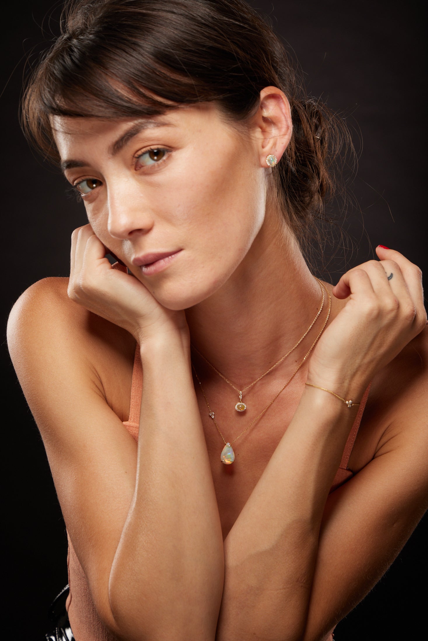 Opal Cabochon Pear Shape Necklace